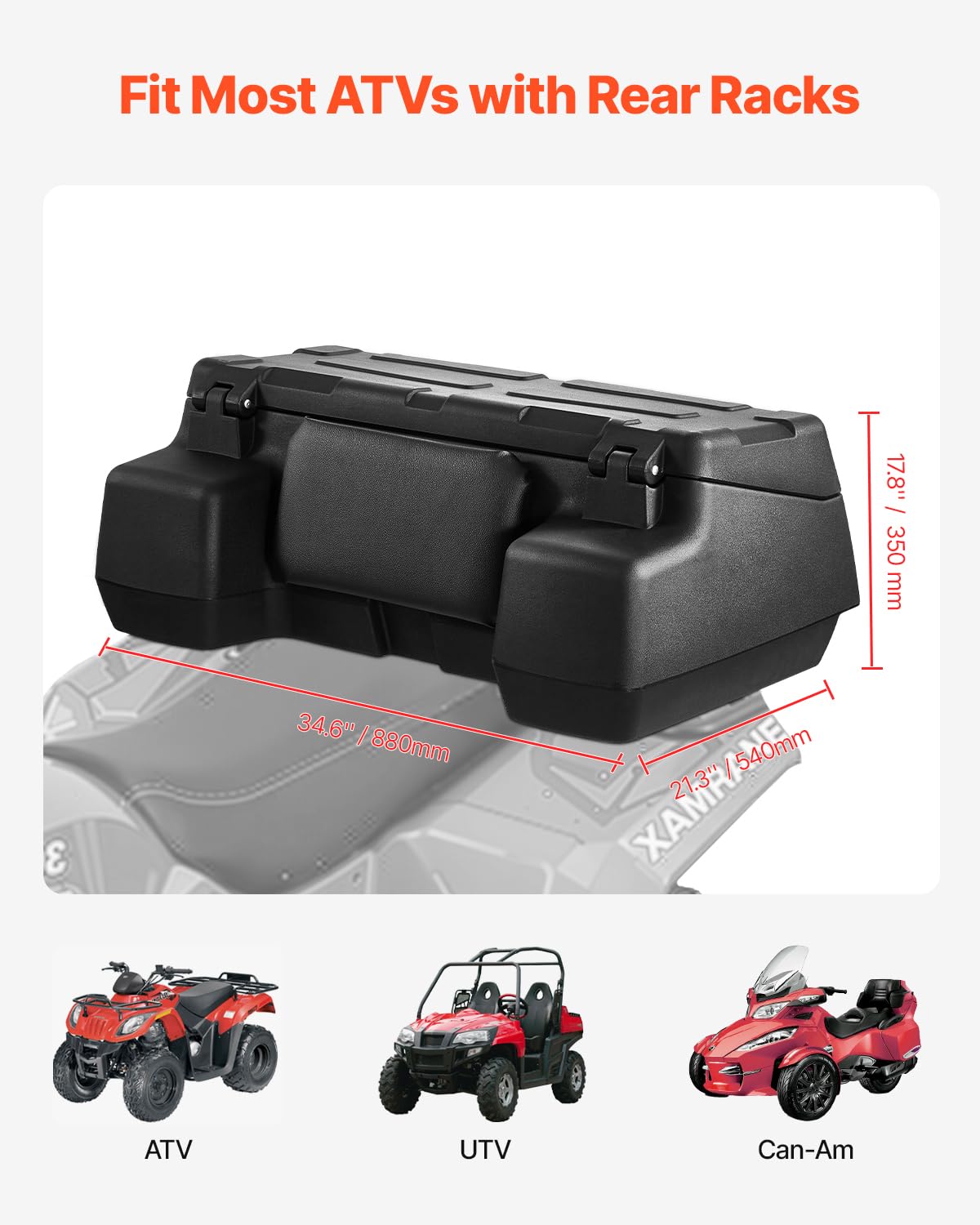 VEVOR Contenitore Sdraio da Auto ATV UTV Posteriore 95L LLDPE Impermeabile con Serratura Nero