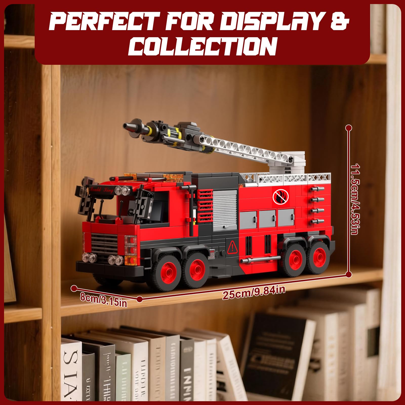 Mould King 24094 MOC Kit de modélisation technique pour camion avec échelle de toit pliable, briques de construction de camion de pompier, cadeaux pour 8 ans et plus (752 pièces)