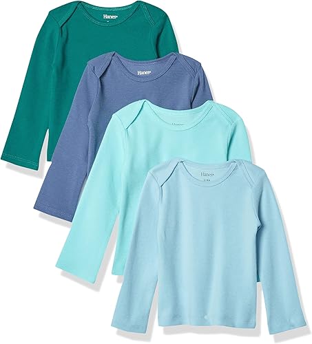 Miniatura 8 de Hanes Camiseta interior de manga larga para bebés Flexy Soft de punto elástico en 4 direcciones suéter de hombro expandible para bebés y niños