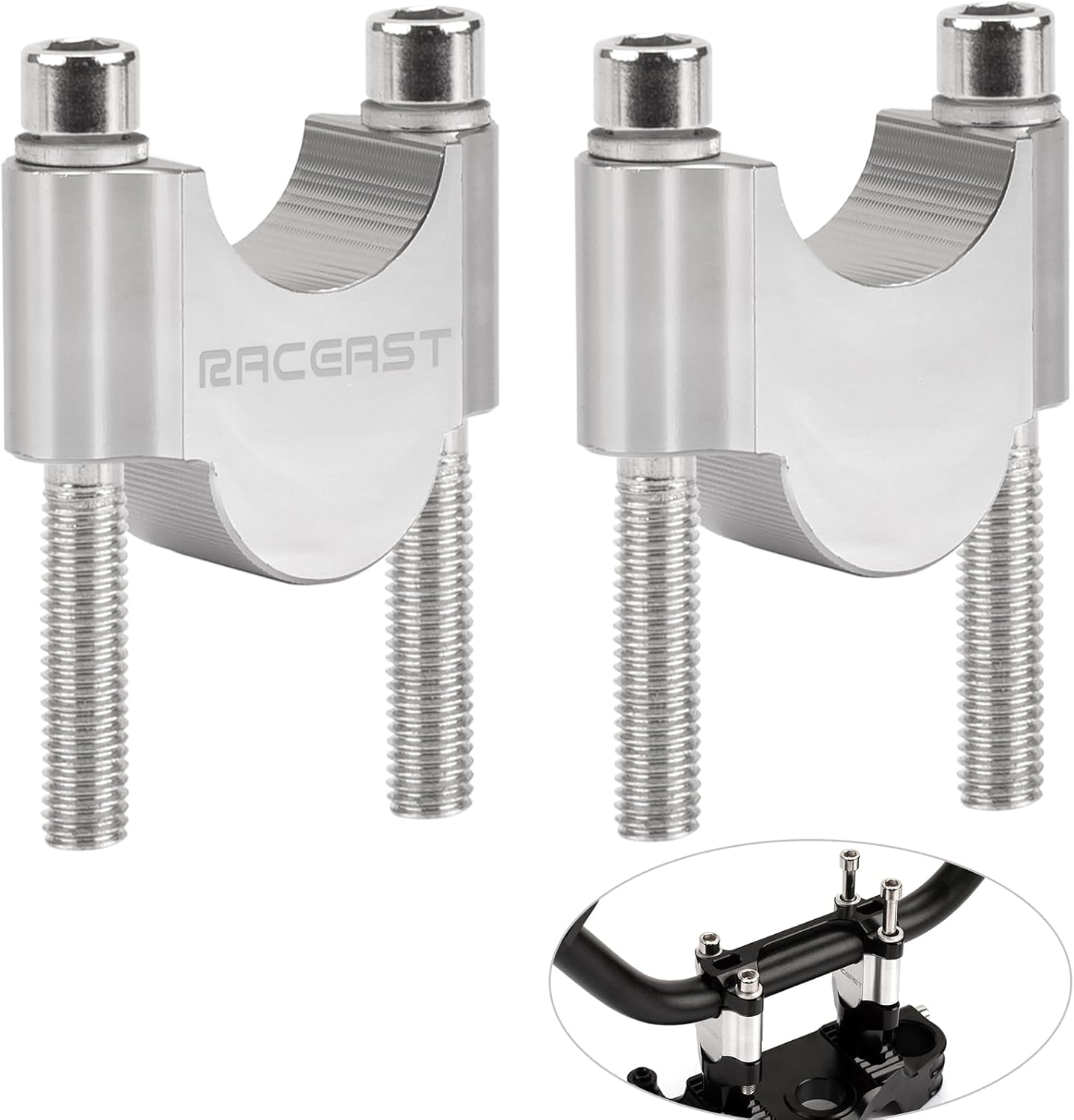 1-1/8" handlebar risers Motorcycle 28.6mm Handle Bar riser Aluminum Alloy Riser 30mm Height Kit Compatible with Harley Yamaha BMW Dirtbikes duke 390 (Silver, 1-1/8 inch (28.6mm))