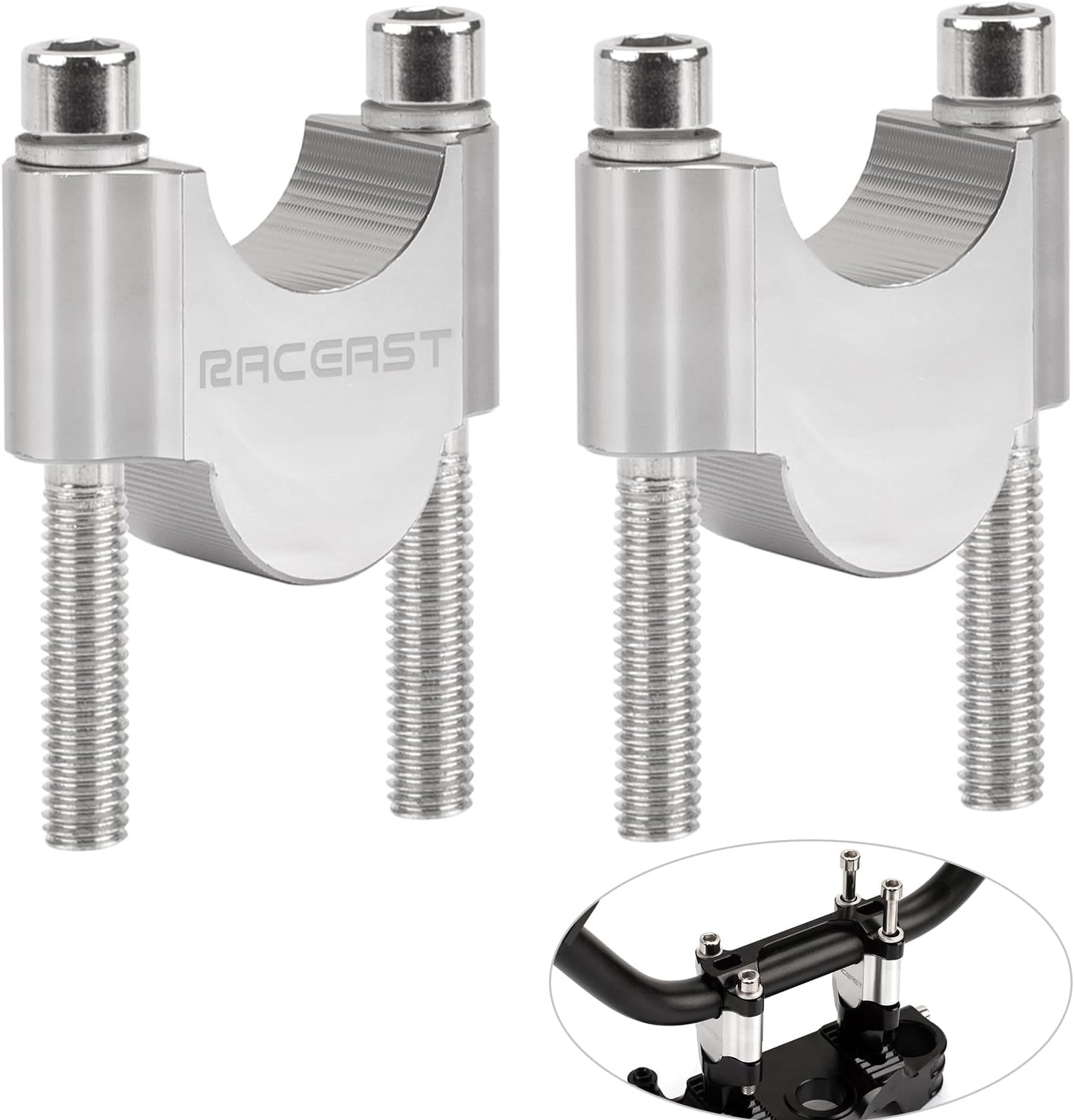 11/8" handlebar risers Motorcycle 28mm Handle Bar riser Aluminum Alloy Riser 30mm Height Kit Compatible with Harley Yamaha BMW Dirtbikes duke 390 (Silver, 11/8 inch (28mm))