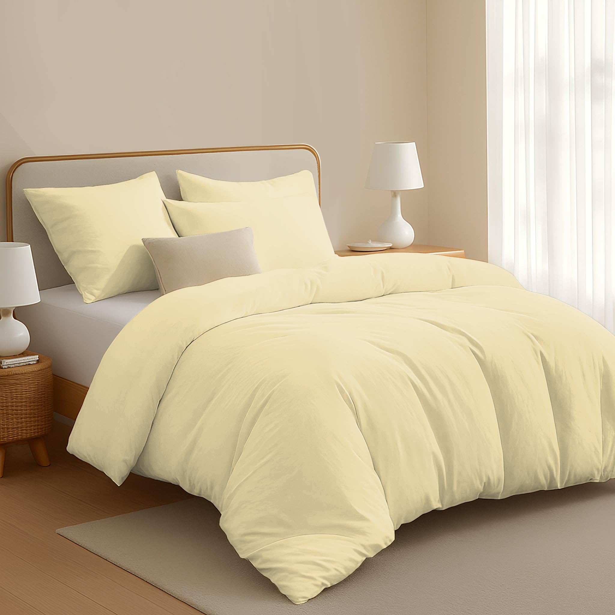 Pamposh 400 Thread Count Egyptian Cotton Double Duvet Set - Premium Cotton Breathable Duvet Cover Double - Luxurious Hotel Quality Bedding Set With Zipper Closure