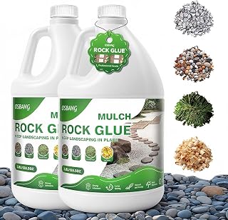 OSBANG Rock Glue 2 Gallon for Landscaping Gravel and Mulch, Spray for Pea Gravel Bark and Stone, Outdoor Granite Binder for Garden Beds and Paths(1 Gallon×2)