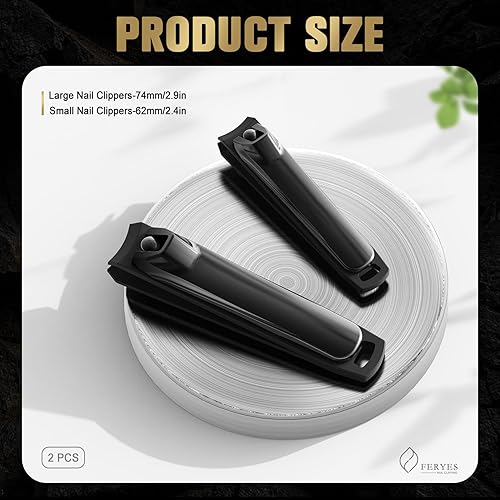Miniatura 6 de FERYES Elegante juego de 2 piezas de cortaúñas, cortaúñas y cortaúñas, cortadores de uñas afilados para hombres y mujeres, aseo de precisión para
