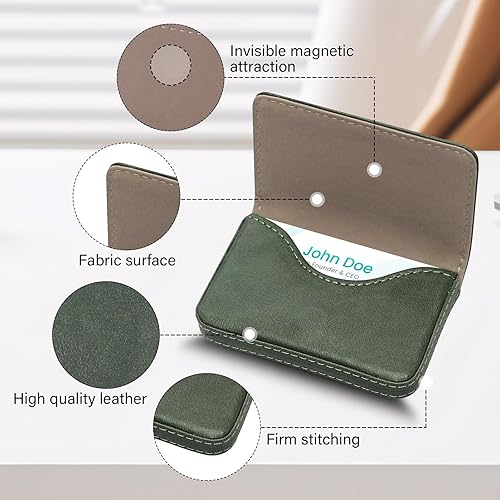 Miniatura 3 de Cartera con bloqueo RFID, tarjetero minimalista de cuero para tarjetas de crédito (12-verde)