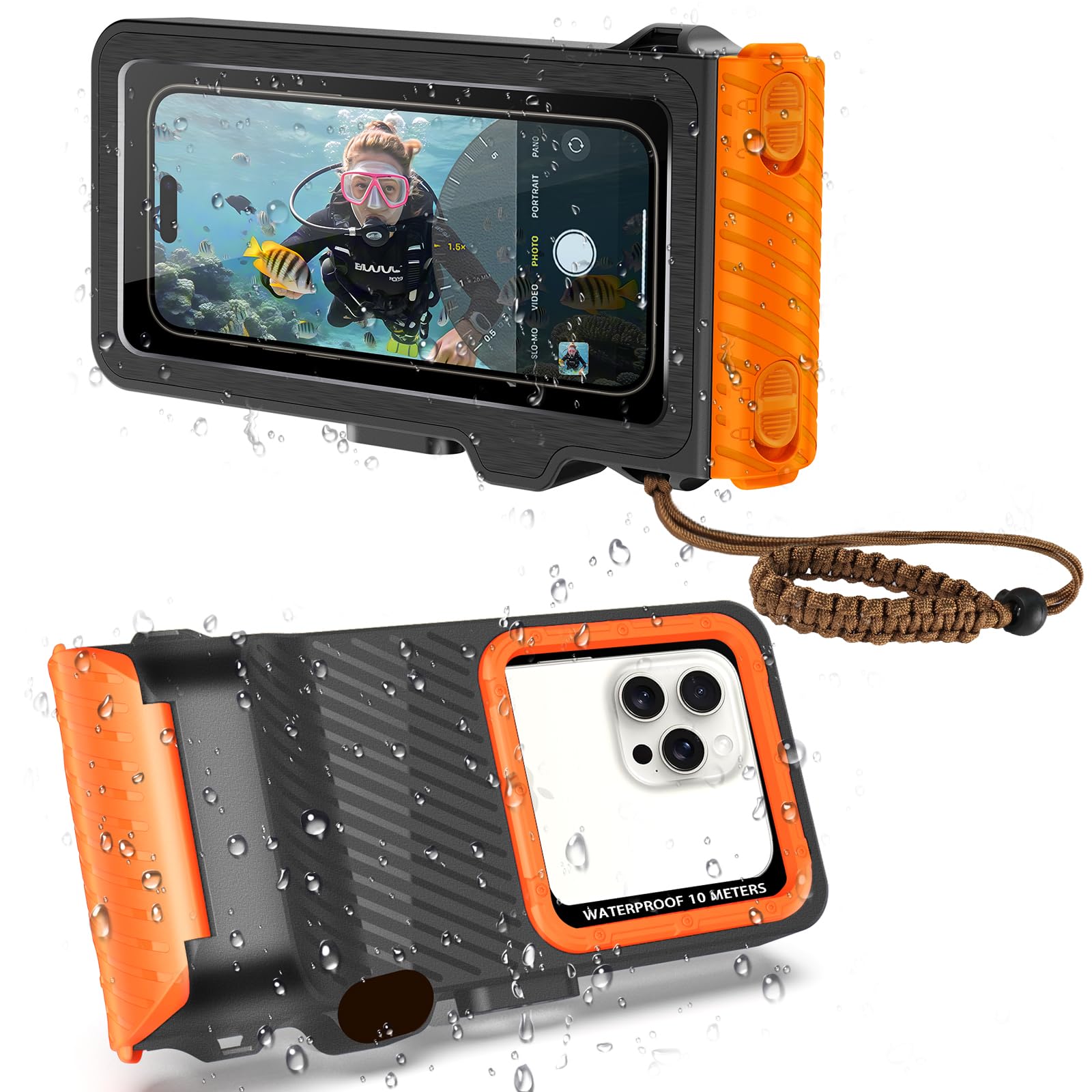Waterproof Phone Case for Snorkeling & Diving (33ft/10m), IP68 Waterproof Hard Case for Swimming, Universal Underwater Touch Screen Case Compatible