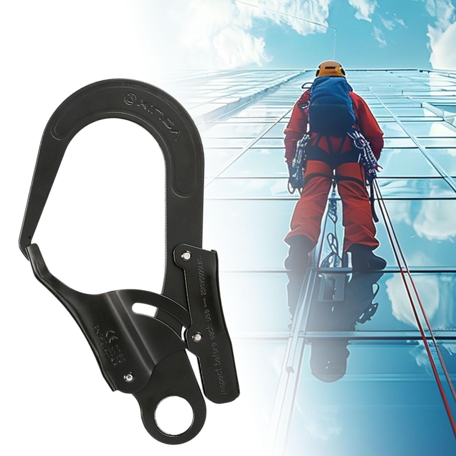 rockible Locking Snap Hook Self Locking Carabiner Hardware 25 kN for Secure Accessory Clip Spring Snap Hook for Hammock Mountaineering, Black