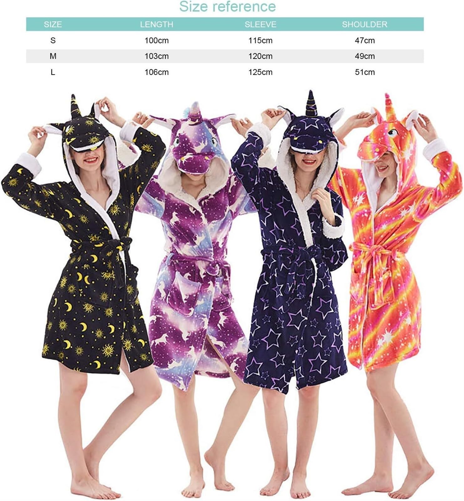 Peignoir Robe De Chambre Femme Hiver Peignoir À Capuche Vêtements Nuit Pyjamas Spa Vêtements(A,Large)
