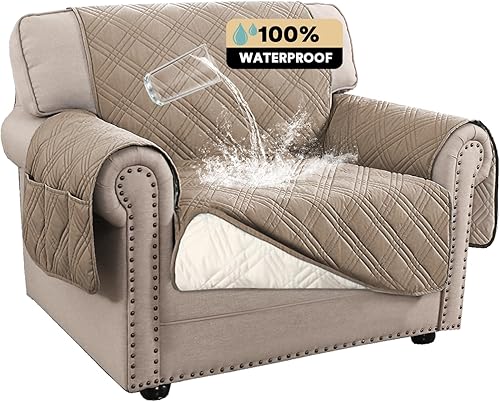 Miniatura 14 de PrinceDeco - Funda para sofá 100% impermeable para sofá de 3 cojines, apta para mascotas, antideslizante, para perros, lavable, protector de muebles