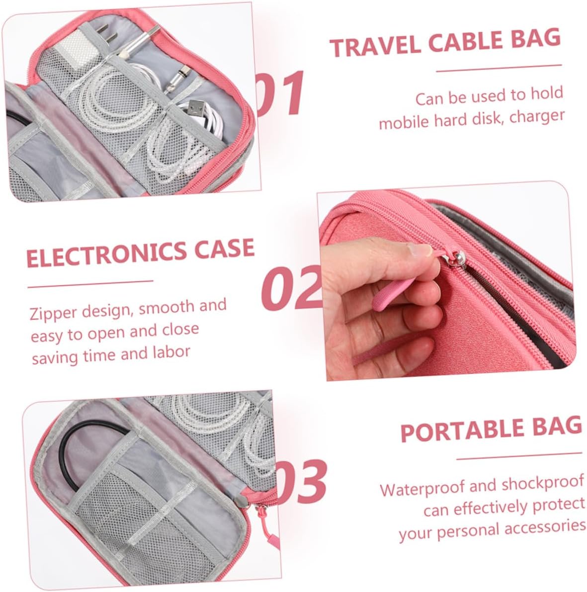 Gadpiparty 3pcs Storage Accessory Organizer Electronics Case Electronic Organizer Cord Organizer Electronics Accessories Organizer Bag Cable Management Case
