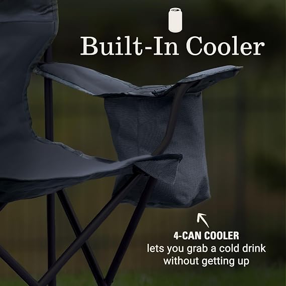 Coleman Portable Camping Chair with 4-Can Cooler, Cushioned Seat & Back with Side Pockets & Cup Holder, Carry Bag Included, Great for Camping, Tailgating, Firepits, Patio, More