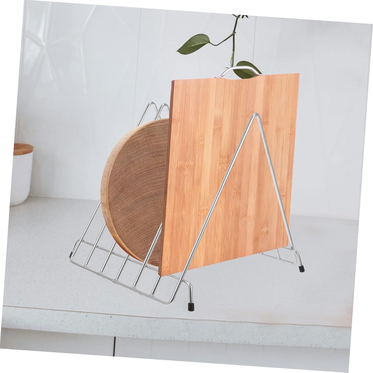 Cabilock Thickened Stainless Steel Chopping Board Bracket Capacity Cutting Board Rack with Hollow Drain Design for Kitchen Storage Organizer Holder