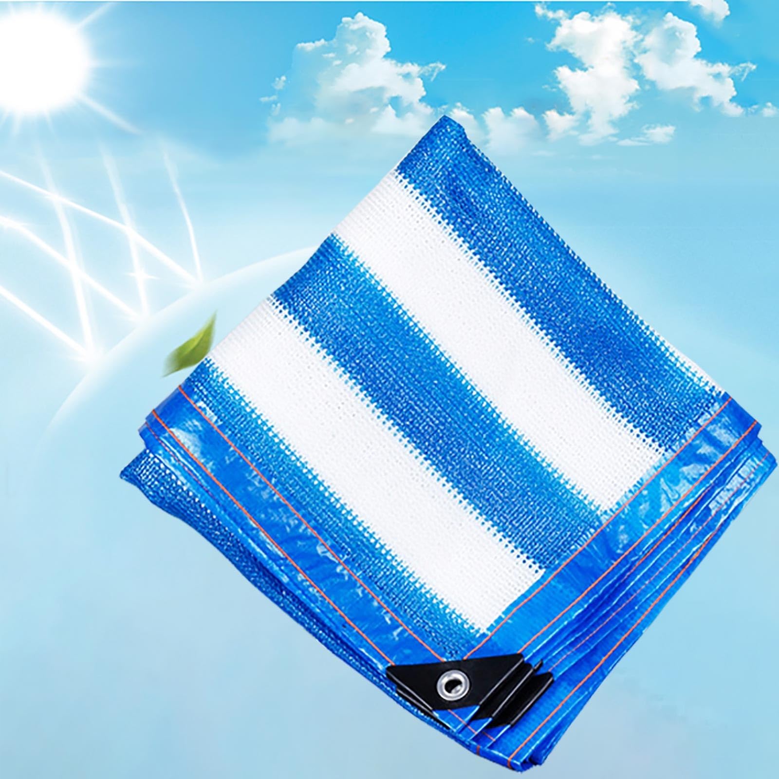 WQPMNYG Rectangular Shade Netting 60% UV Protection BlueWhite Striped Sunshade Cloth 118m Sun Sail with Grommets Ideal for Greenhouses (7x12m) and Outdoor Use