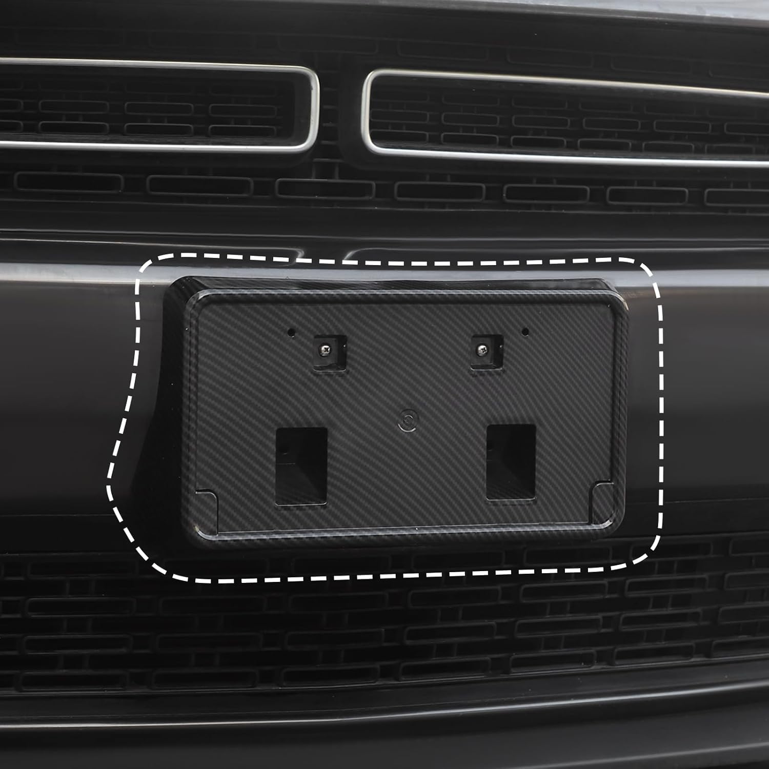 Jimen for Challenger License Plate Holder, Front License Plate Frame Mount Bracket Compatible with Dodge Challenger 2010-2023 (Carbon Fiber)