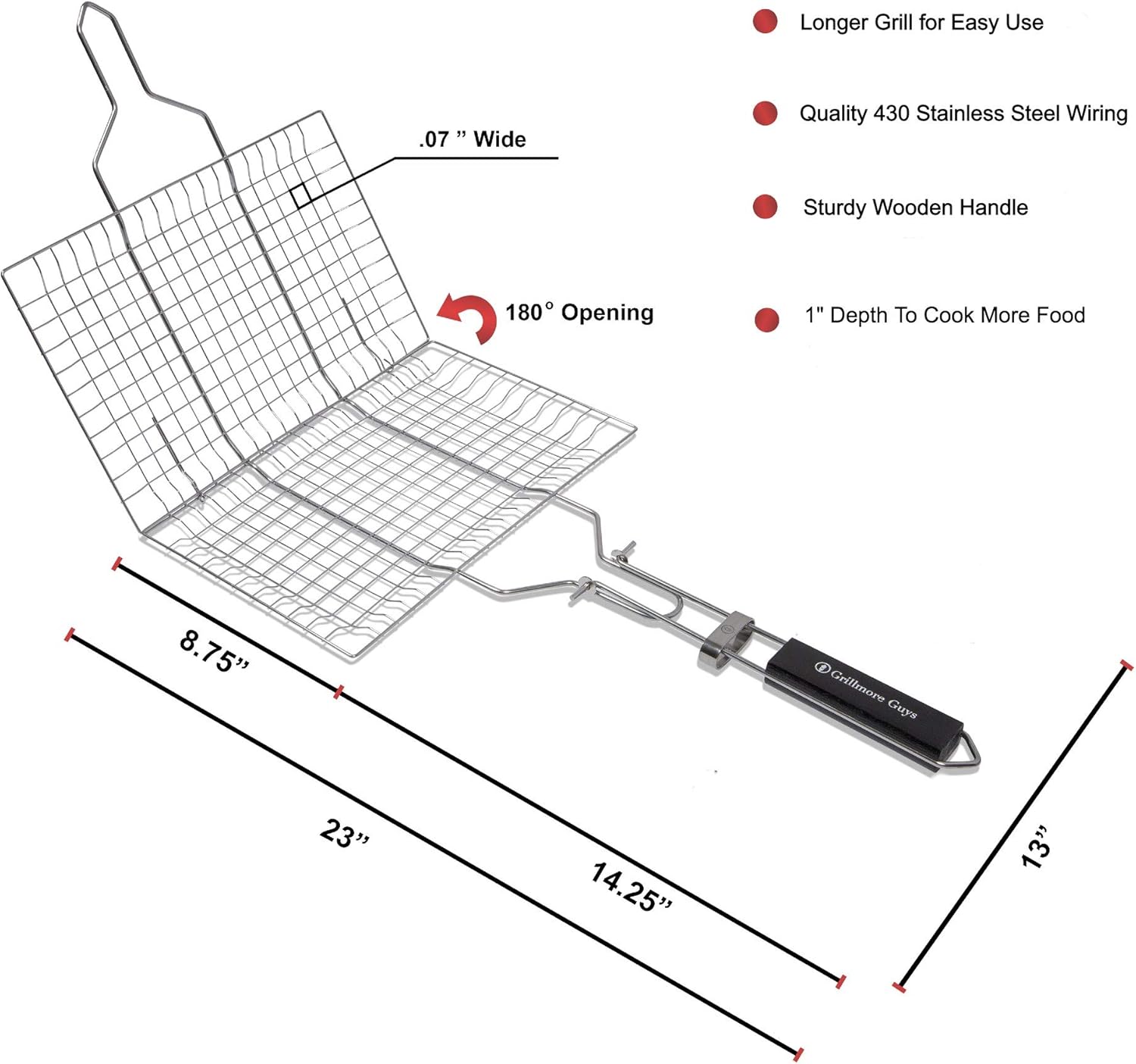 Grillmore Guys Grill Basket Set. Grill Baskets for Outdoor Grill, 5X BBQ Skewers and Silicone Basting Brush! 13x8.7 Fish Grilling Rack, Chicken Wing Rack, Kabob Grill Grid and Veggie Grilling Basket : Patio, Lawn & Garden