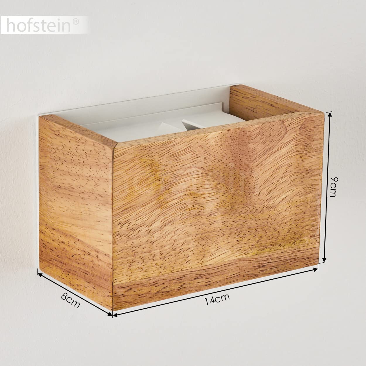 HOFSTEIN Wandleuchte Badajoz, Moderne Wandlampe aus Holz/Metall in Natur/Weiß, Indirekte Beleuchtung, eckige Leuchte mit verschiedenen Up & Down Lichteffekten im skandinavischen Design, 1-flammig G9