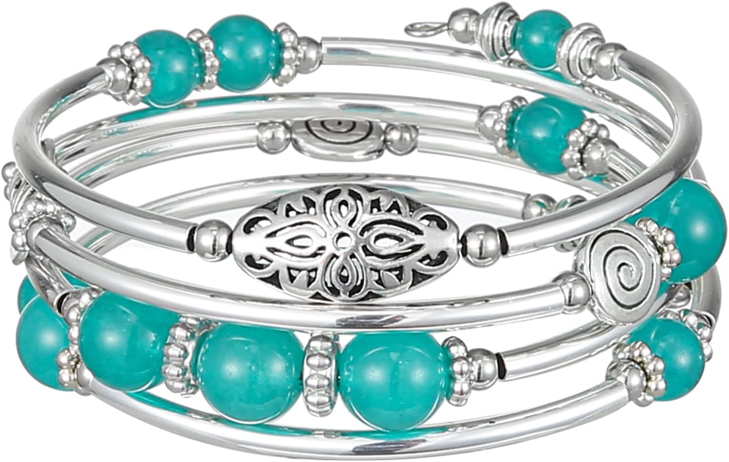 FULU AUTUMN Stackable Beaded Bracelets for Women Boho Wrap Silver Bracelet Layered Fashion Jewelry Gifts for Her