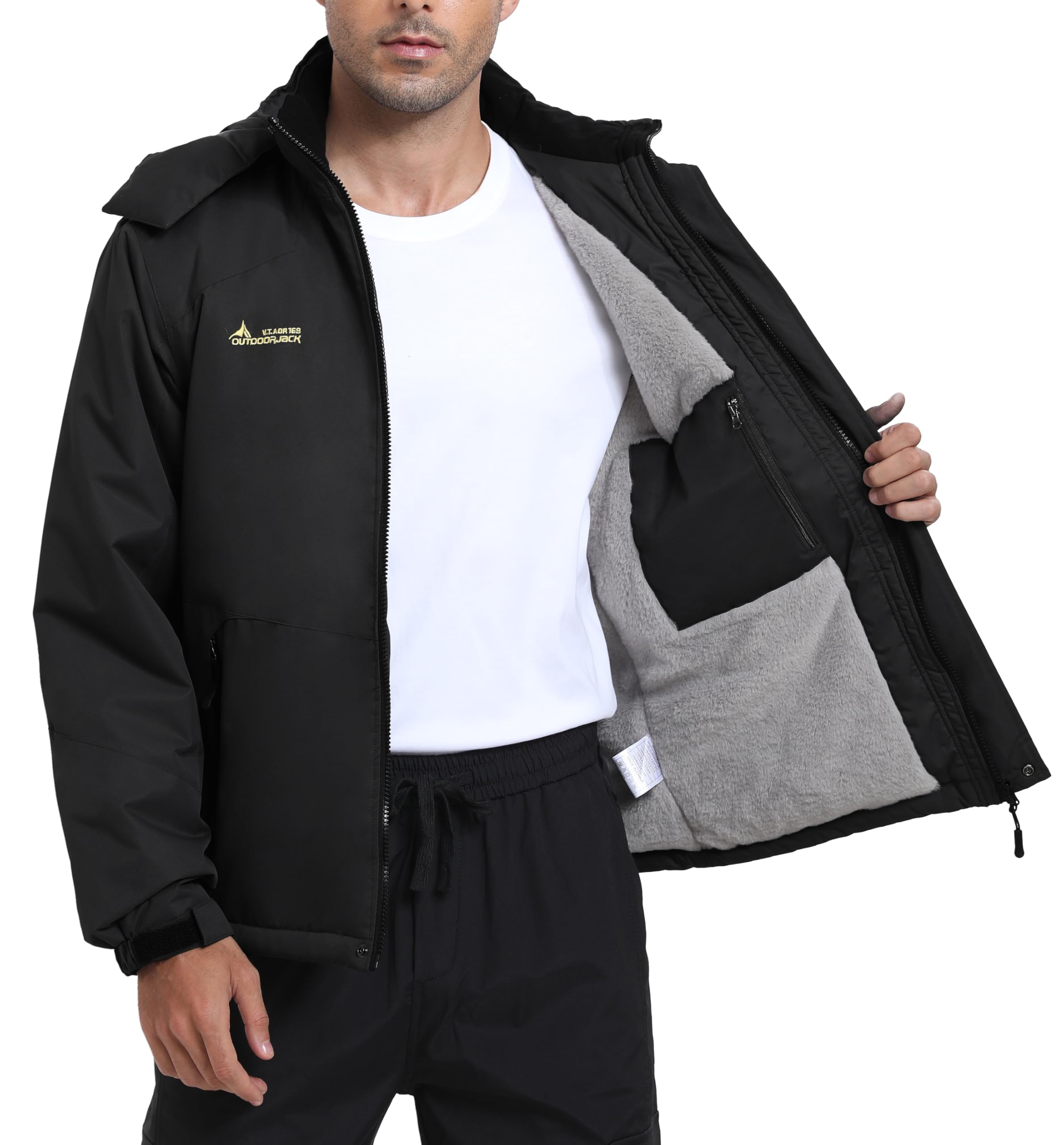 Chaqueta Esquí Impermeable Hombre Lana Cazadora Montaña Snowboard Invierno Forro Polar Cálida Antiviento Abrigos con Capucha Desmontable Exterior