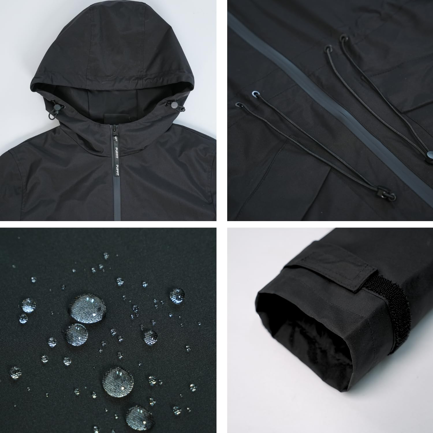 PUFFIT Regenjacken Damen Lang Wasserabweisend Kapuzen Laufjacke Damen Atmungsaktiv Leichte