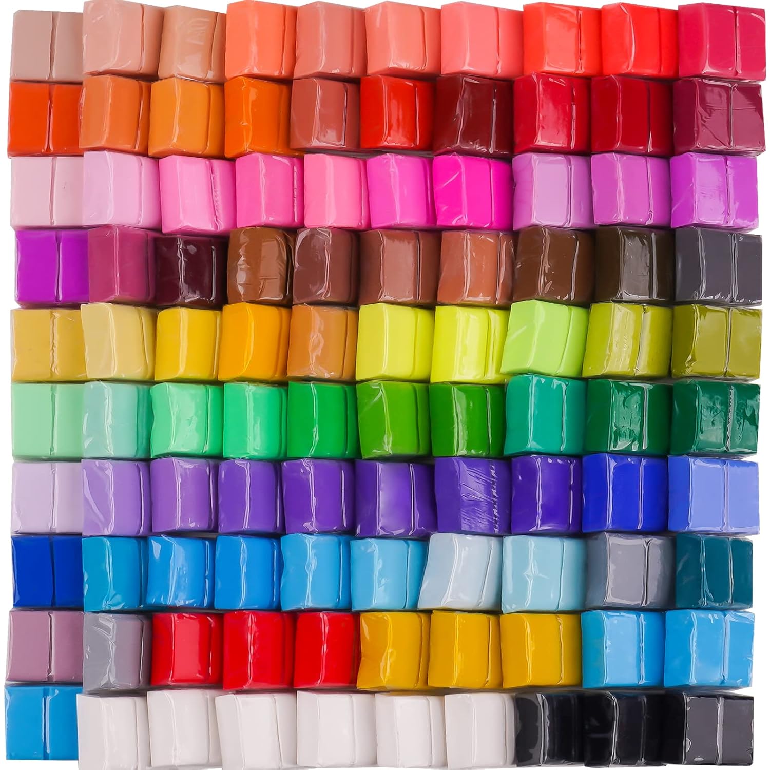 Tomorotec 100PCS Polymer Clay Value Pack 82 Colors in Bulk Small Blocks