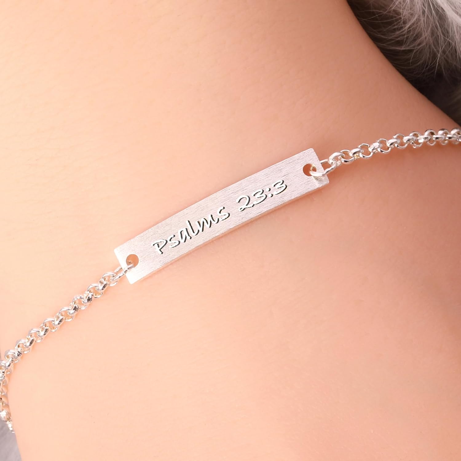 Psalm 23 3 Bracelet for Women, 925 Sterling Silver Christian Peace Jewelry, Meaningful Gift for Her