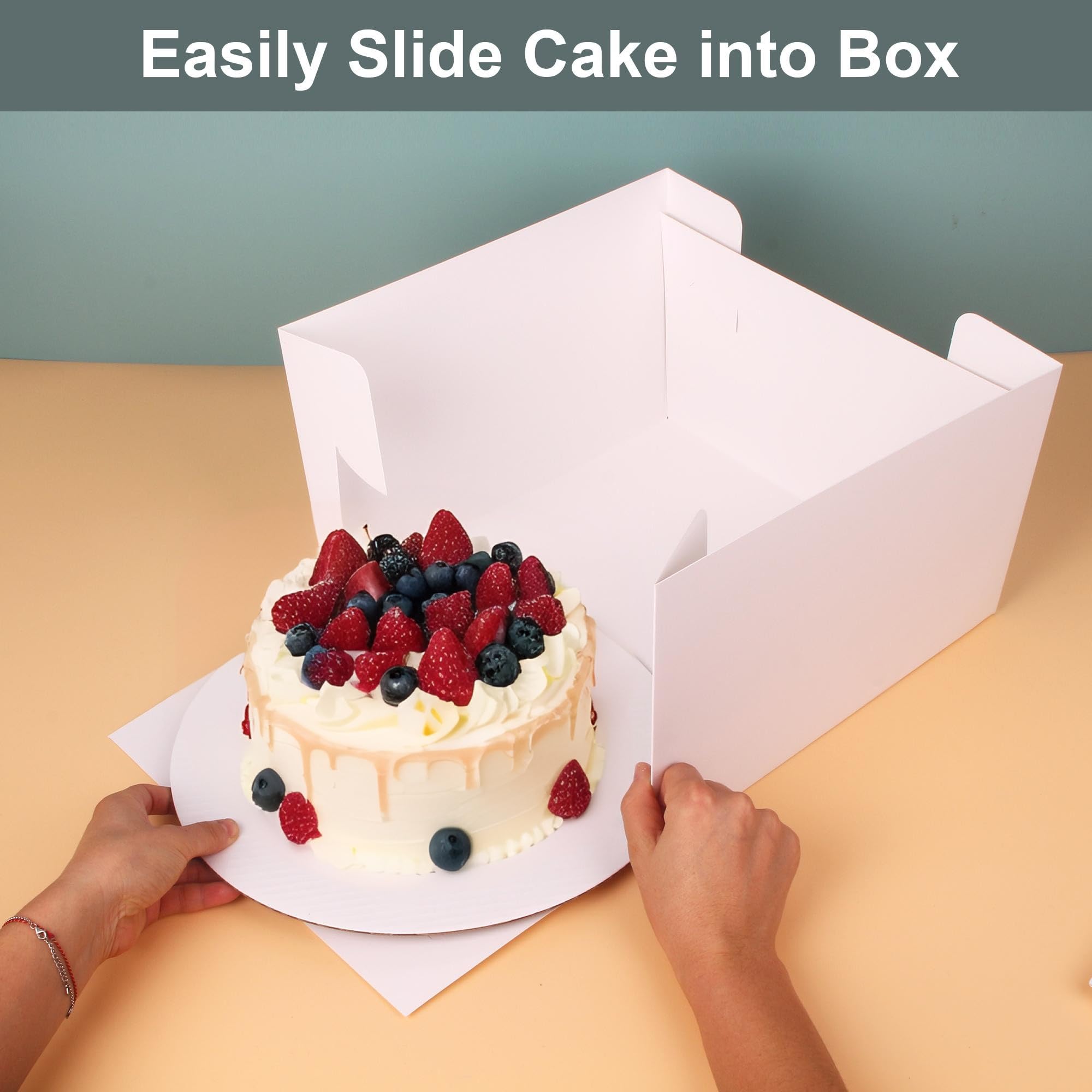 10 Boîtes à Gâteau En Carton Avec Fenêtre Et Planches - 25,4x25,4x20,3 Cm - Idéales Pour Transport Et Présentation