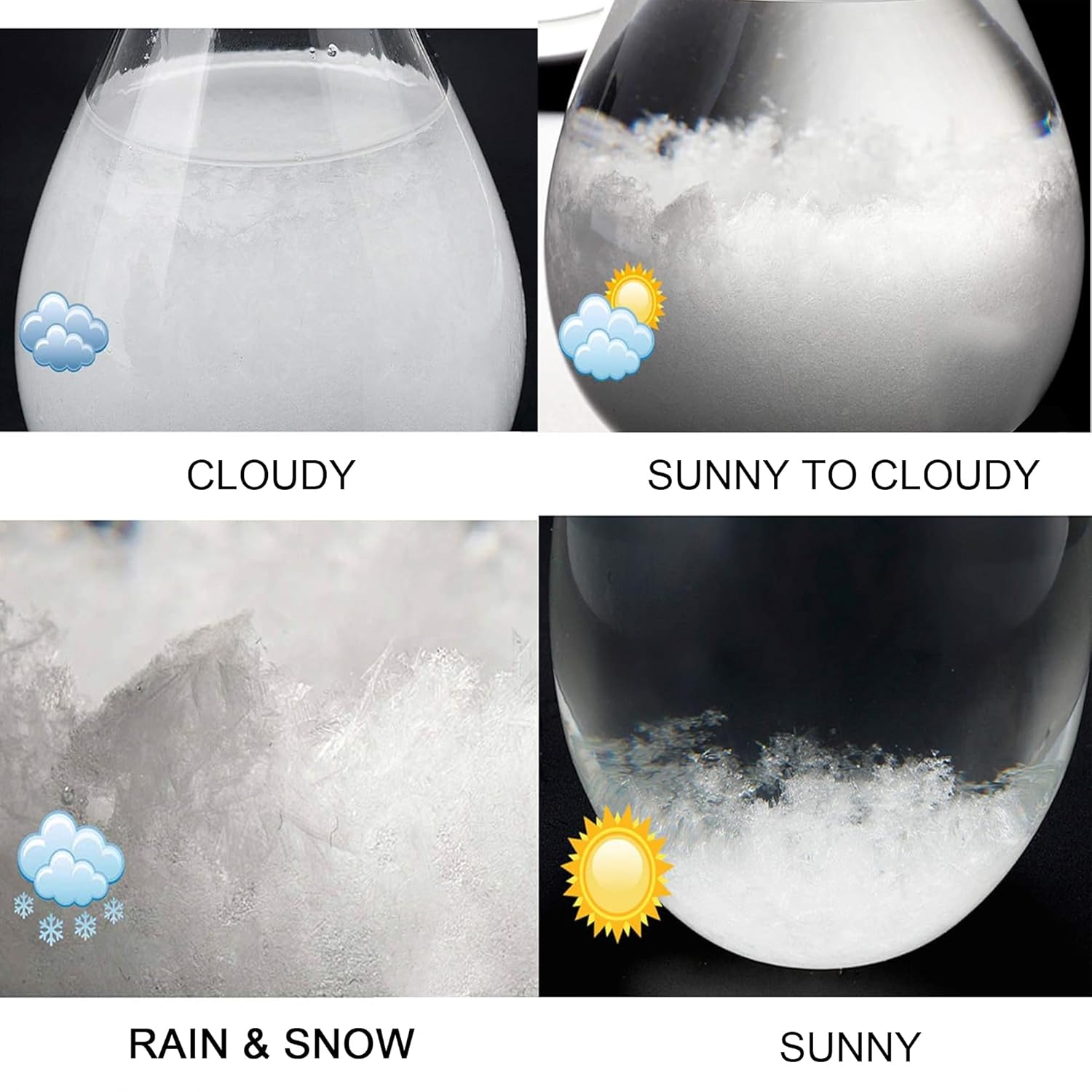 Storm Glass Weather Predictor - Weather Forecaster Station with Wooden Base for Home and Office Decor, Snow Globe Barometer, Creative Christmas Birthday Gifts for Him, Her - Image 4