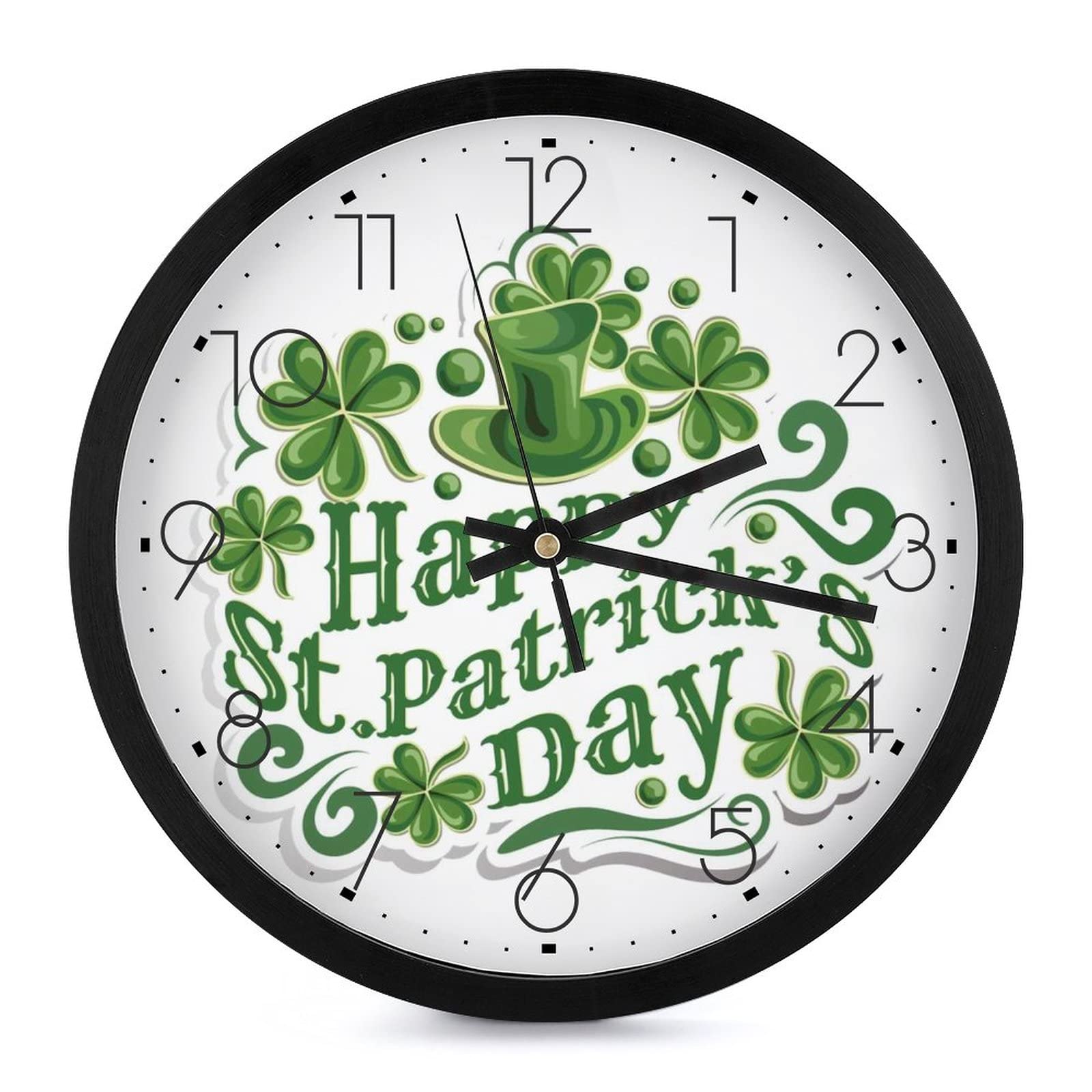 Pendule murale Saint Patrick moderne et silencieuse 25.4 cm pour bureau et maison