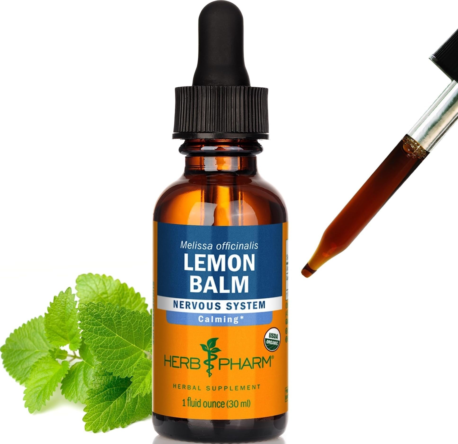 Lemon Balm Liquid Extract: Organic Calming Choice for Nervousness, Nerve-Soothing Support, Fast-Absorbing & Sugar-Free Lemon Balm Tincture, Up to ~3 Week Supply, 1 oz *