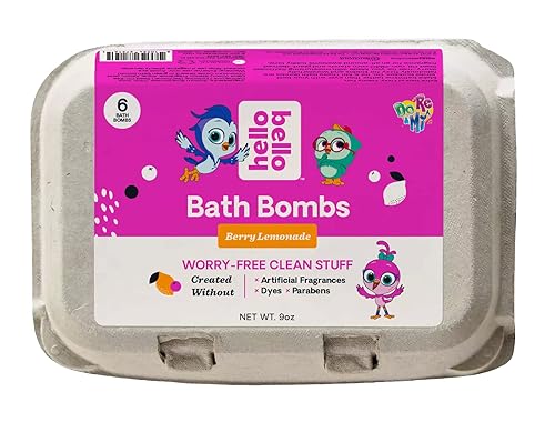 Hello Bello Do Re Mi Bombas de baño I a base de plantas Fizzy and Fomy Bombas de baño para niños pequeños y niños aroma a limonada de bayas 6 bombas