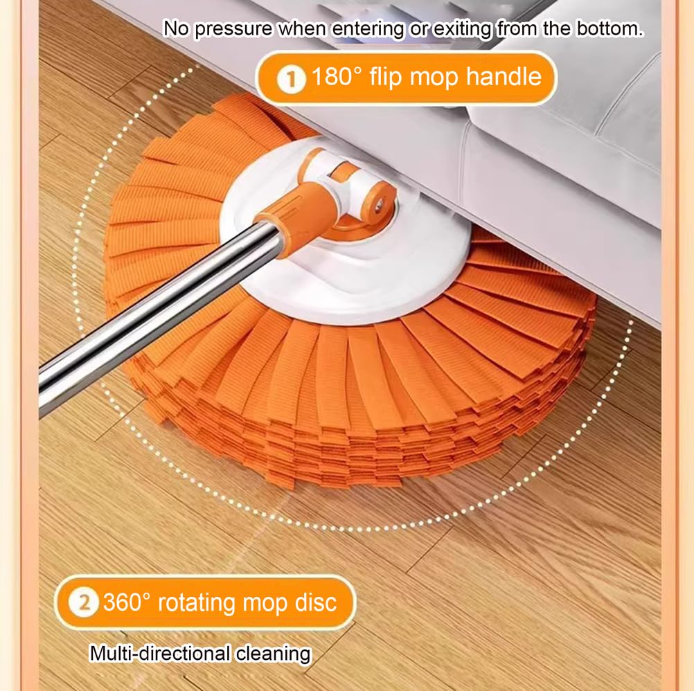 Sistema de fregona giratoria y Cubo con escurridor Manos Libres | Cabezal de trapeador de microfibra grande, súper absorbente, limpio con un solo toque, trapeador perezoso para