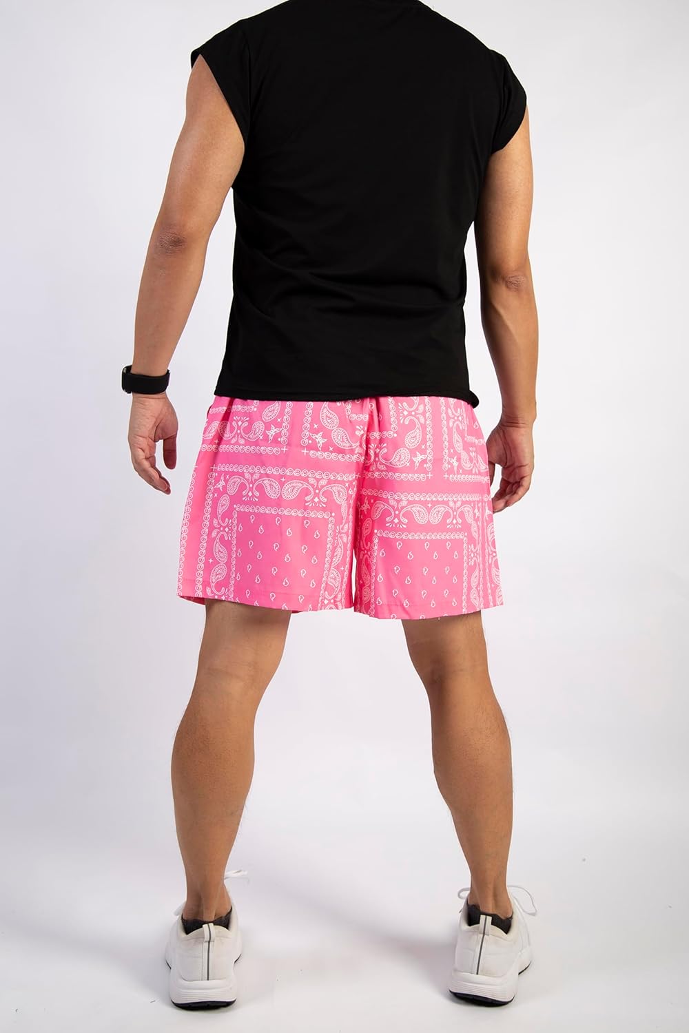 BOOMLEMON Men's Retro Paisley Shorts Mesh Print Casual Beach Shorts Athletic Gym Workout Running Short Pants