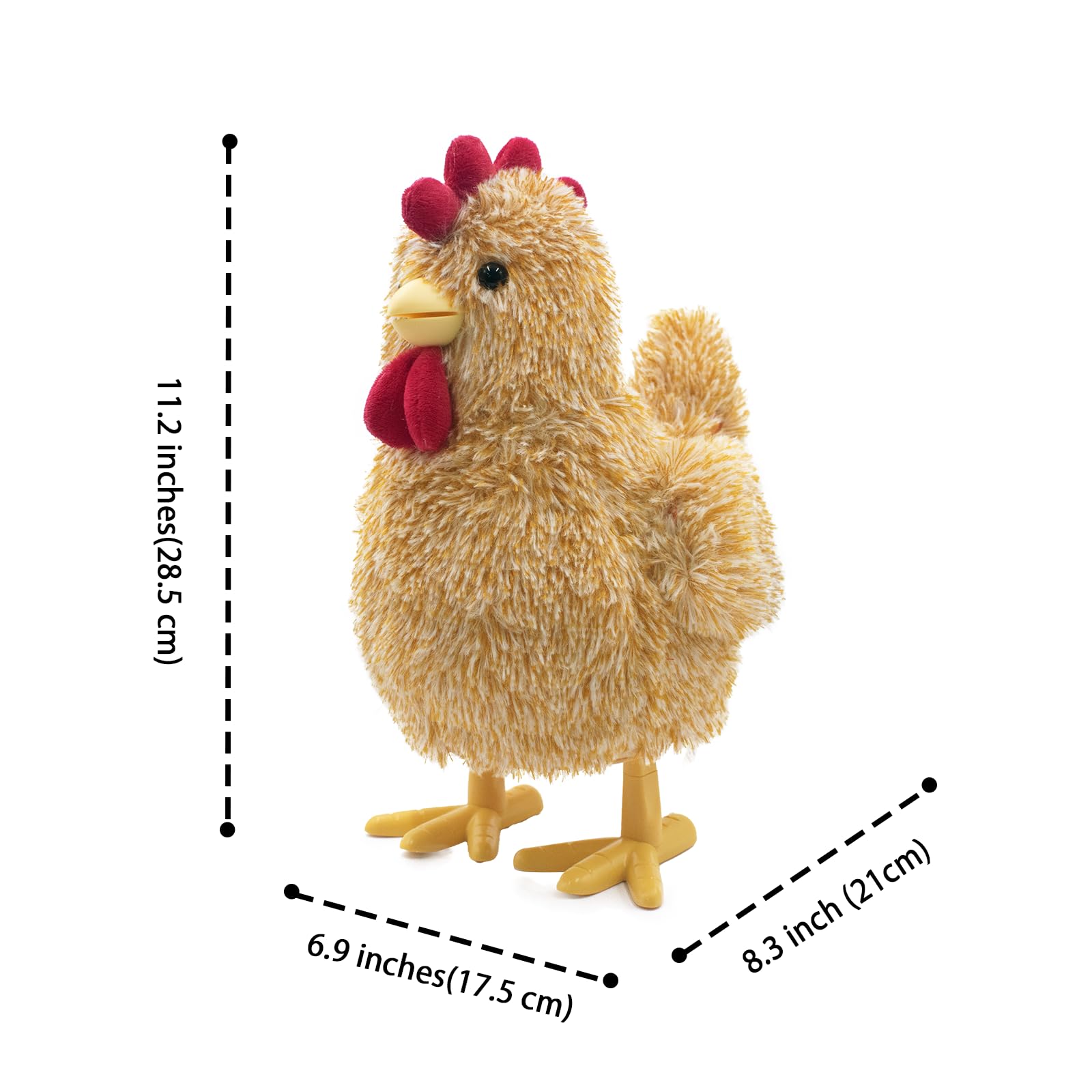 YH YUHUNG Interaktives Mama-Huhn Plüschspielzeug, Geht Singt und Legt Eier, Elektronisches Bauernhof-Tier für Kleinkinder ab 3 Jahren, mit Küken und Futterwurm (Gelb)