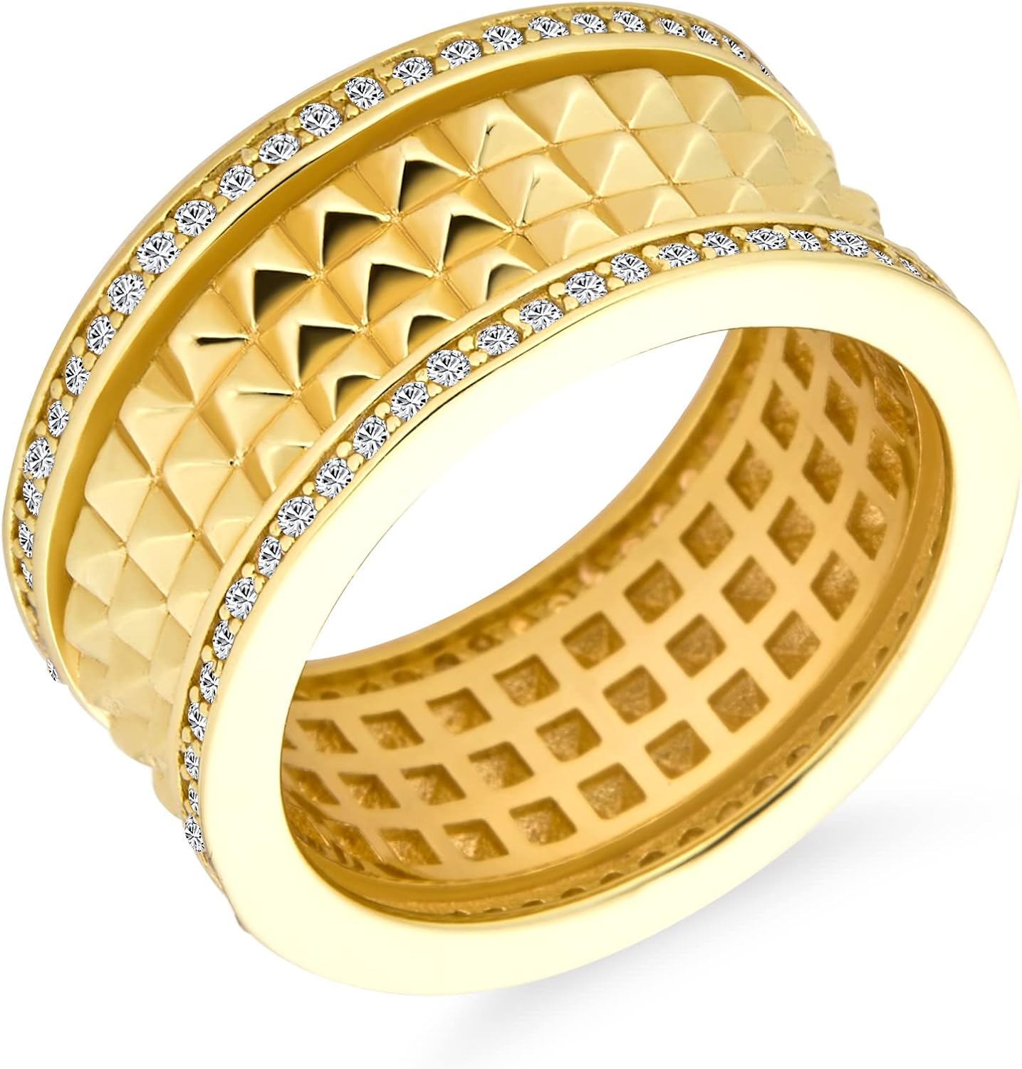 Bling Jewelry Crossover Statement Criss Cross Two Tone Brown Coffee Pave AAA CZ Statement Band Ring For Women Rose Gold Plated Brass - Image 2