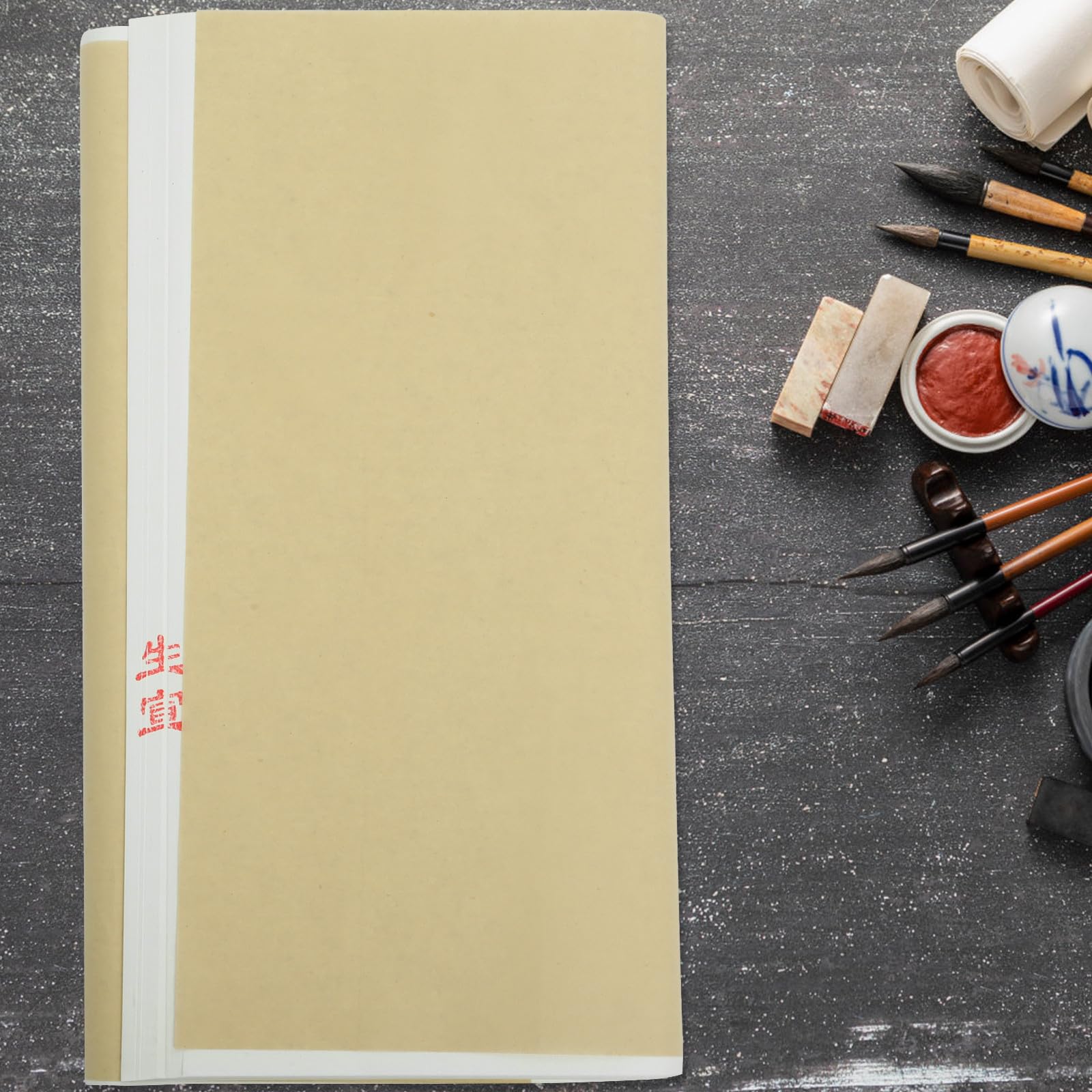NESTINGHO 100 Feuilles de Papier à Dessin de Riz Blanc Rectangulaire Portable Multifonction pour Amateurs et Débutants de Calligraphie Chinoise