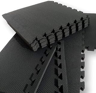 Kit Preto 12 Placas Tapete Tatame EVA 50x50x1cm 10mm