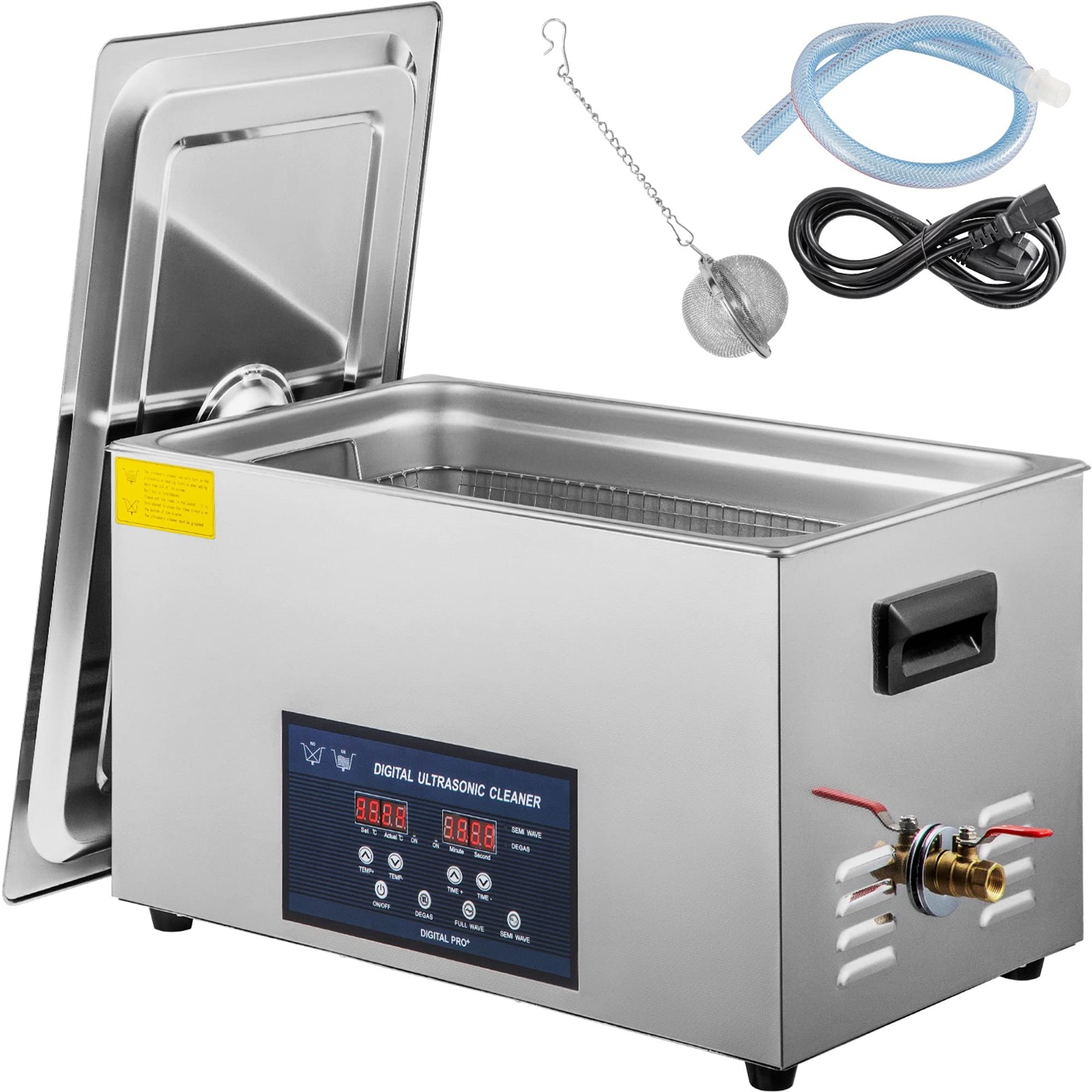 VEVOR Vasca Ultrasuoni Pulitore Ultrasuoni Lavatrici Pulitore Ad Ultrasuoni 30l Coperchio Digitale in acciaio inox 28/40 KHz