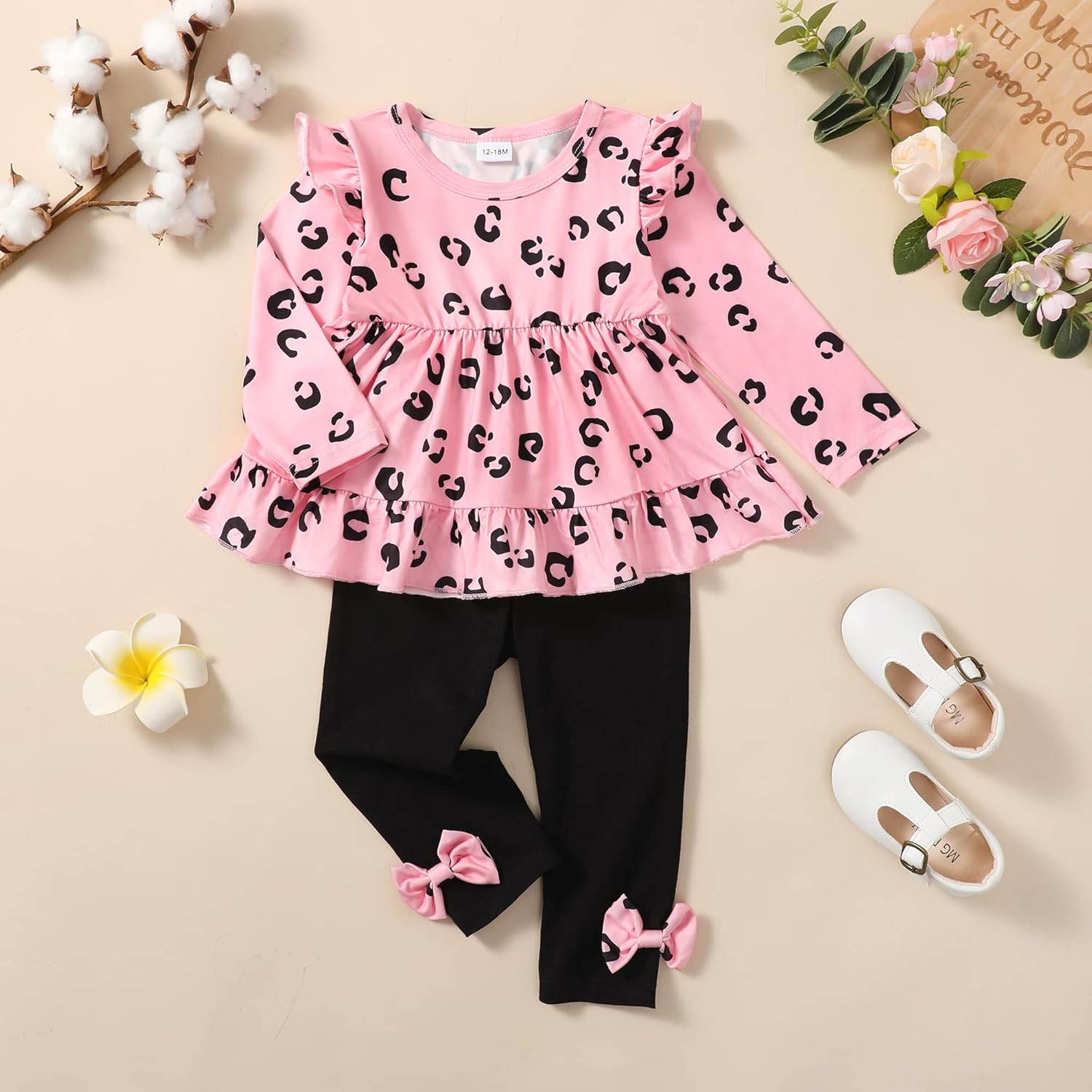 Baby Girl Clothes Toddler Girl Fall Outfits Ruffle Long Sleeve Floral Shirt Tops Winter Leggings Pants Clothing Set - Image 2