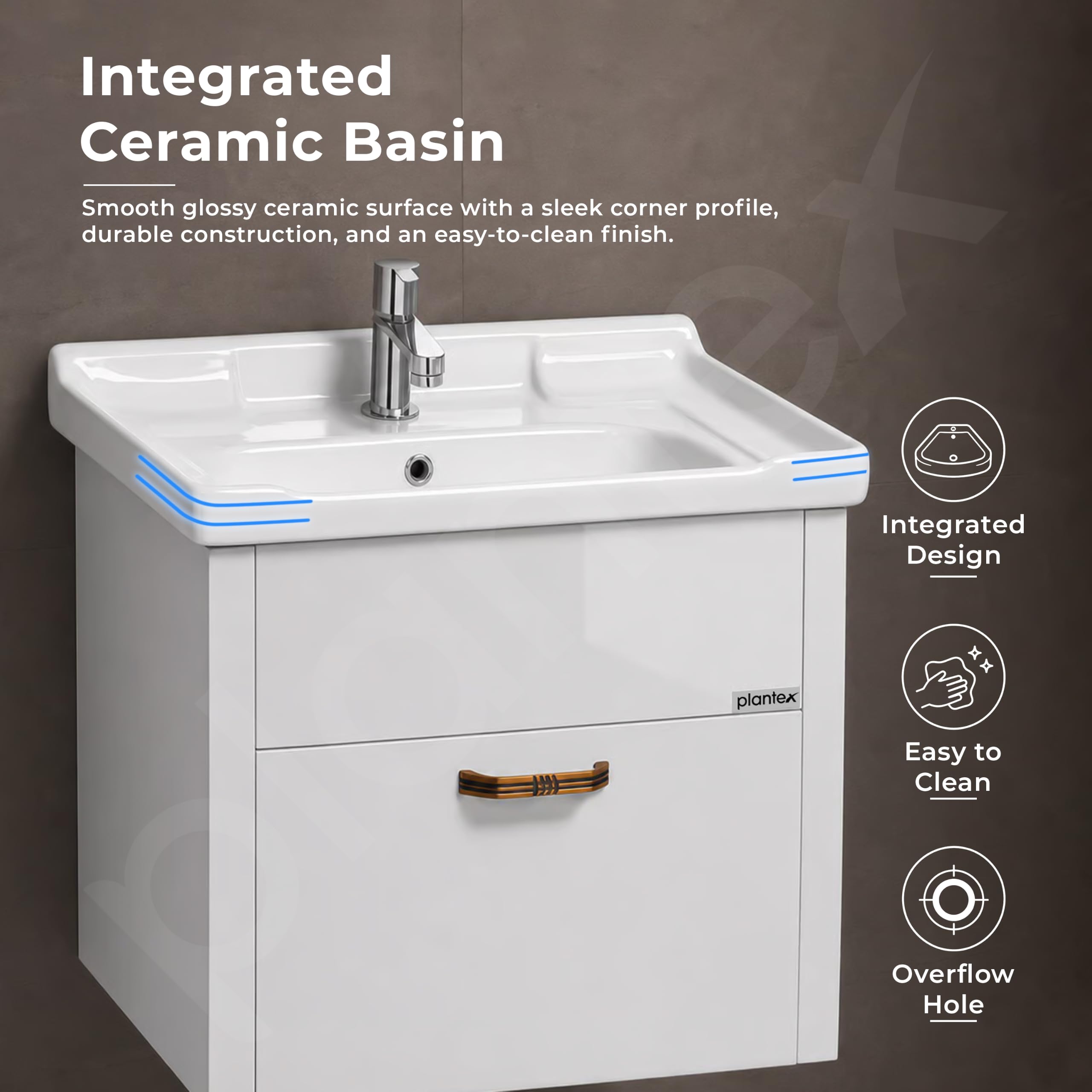 Plantex Vanity Cabinet - Washbasin Set with Mirror -8