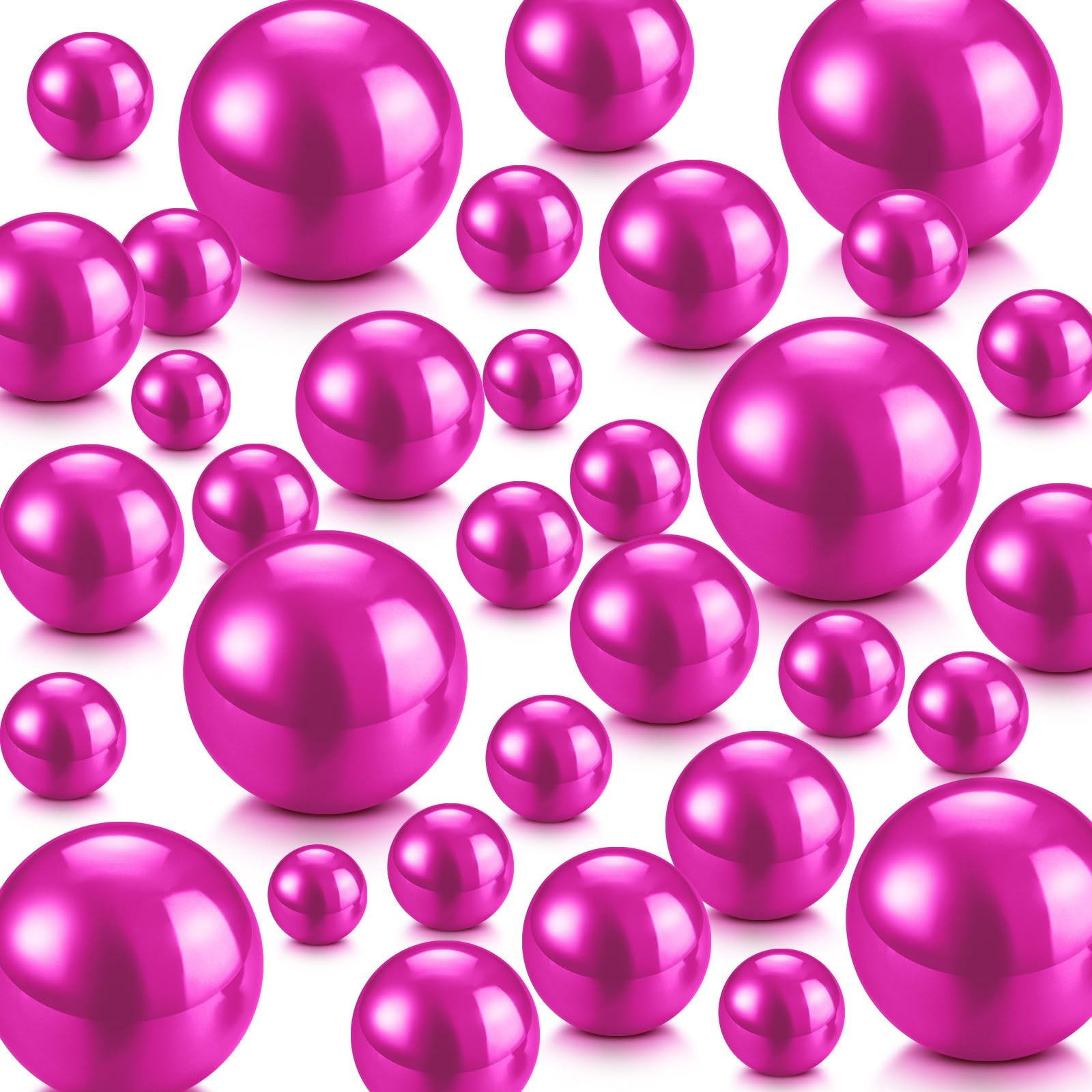 Junkin Faux Pearl Vase Filler No Hole Beads, Hot Pink, 300 Pcs