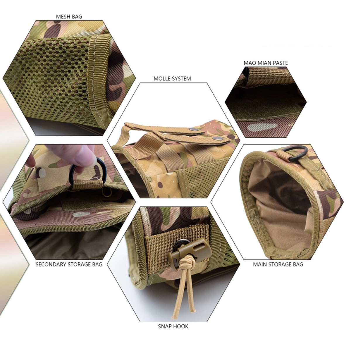 Borsa tattica MOLLE con coulisse per riporre telefoni cellulari, caricabatterie, cuffie, cambio, chiavi, ecc. - 3