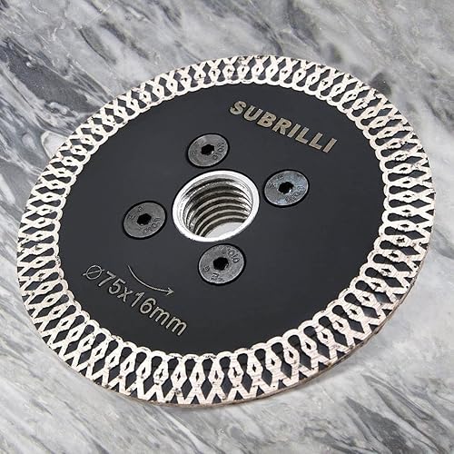 Miniatura 5 de SUBRILLI Hoja de sierra de diamante de 3 pulgadas para tallar segmento turbo disco de corte con rosca extraíble de 58-11 para azulejos de granito de