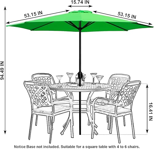 Miniatura 2 de KAHOO Sombrilla de patio de 9 pies, sombrilla de playa plegable con manivela, sombrilla de mercado de mesa con 8 varillas resistentes para jardín,