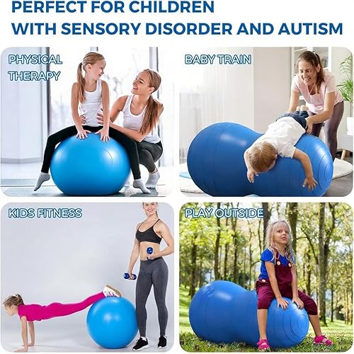 Miniatura 5 de Pelota de yoga de maní con bomba de estabilidad, con tapón de bola, utilizada para niños, gimnasio, parto para el embarazo