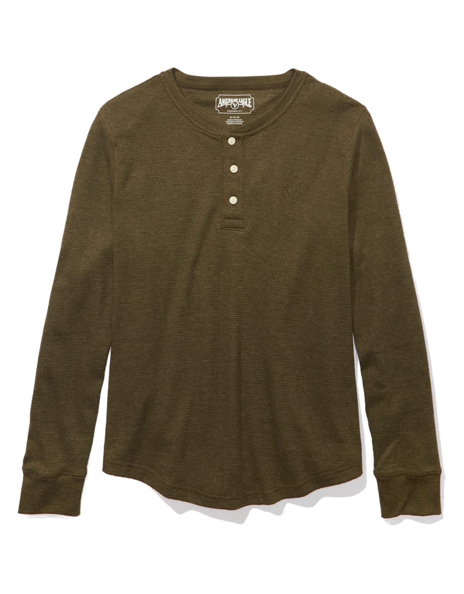 American Eagle Men Super Soft Long-Sleeve Henley Thermal Shirt