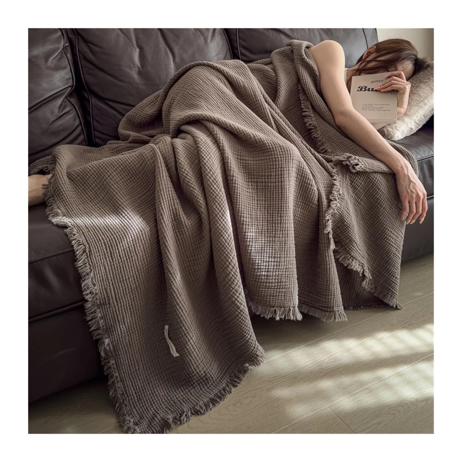 FIgpmwld Cotton Muslin 6-Layer Gauze Throw Blanket Multicolor Multiple Sizes(Color2,150x200cm)