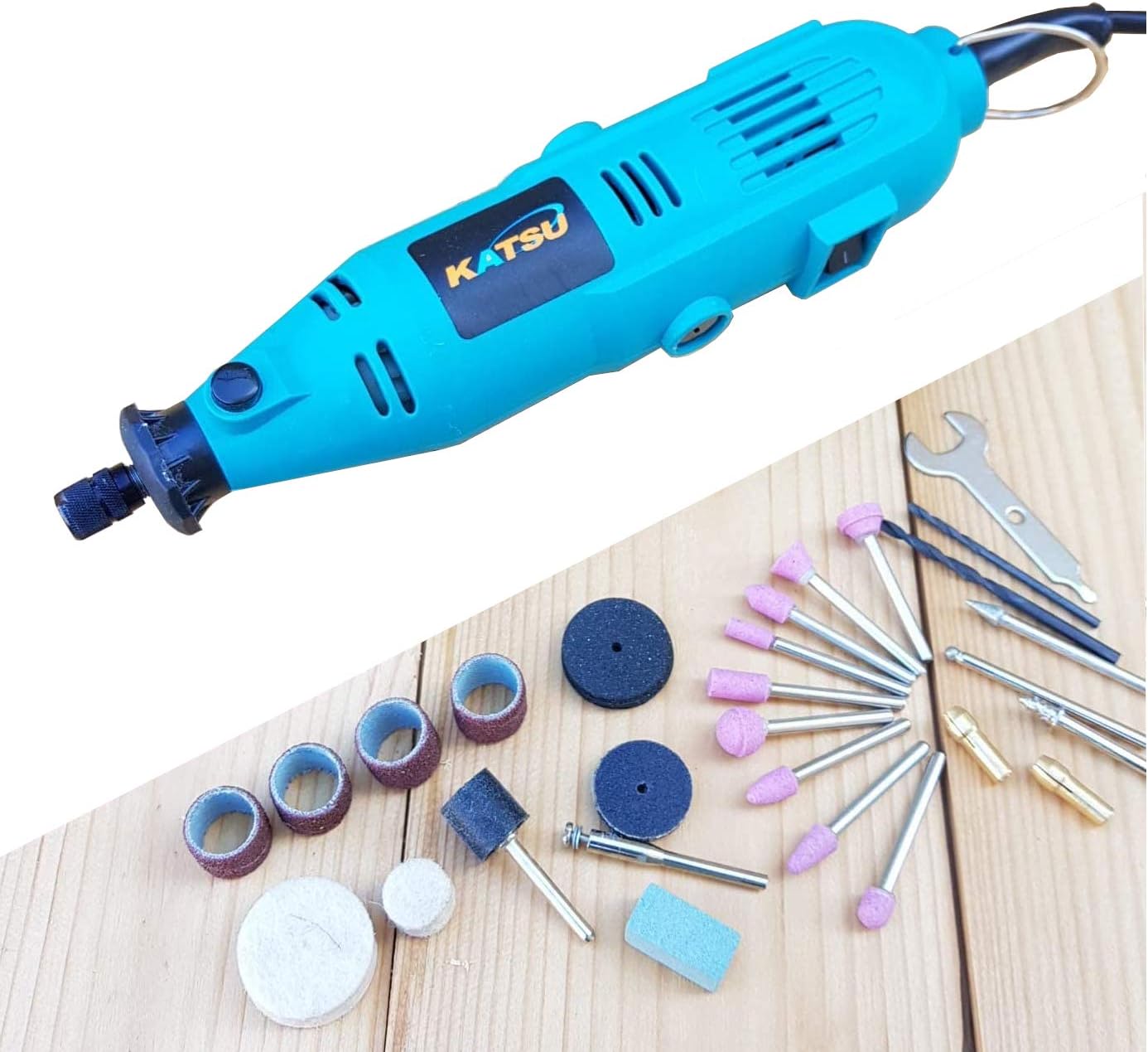 KATSU Rotary Multi Tool Kit, 135W Multi-Functional Electric Die Grinder with 6 Variable Speeds and 40PCs Accessories for Grinding Polishing Drilling Cutting DIY Creation 100089