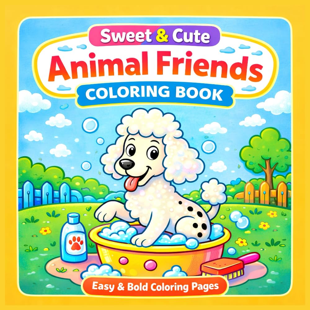 Sweet and Cute Animal Friends Coloring Book: Bold and Easy Coloring Pages for Kids and Beginners Relaxing, Fun, and Adorable Animals for Kids, ... Beginners Fun Animal Designs with Thick Lines