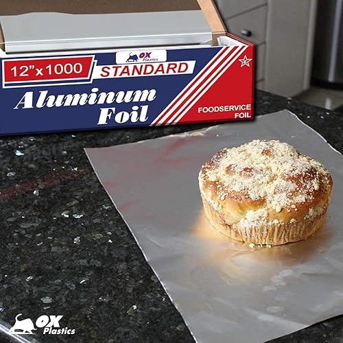 Miniatura 7 de Lámina de aluminio estándar de plástico de buey  12.0in x 11.5ft de largo  Tamaño y resistencia industrial  envoltura de aluminio de grado comercial