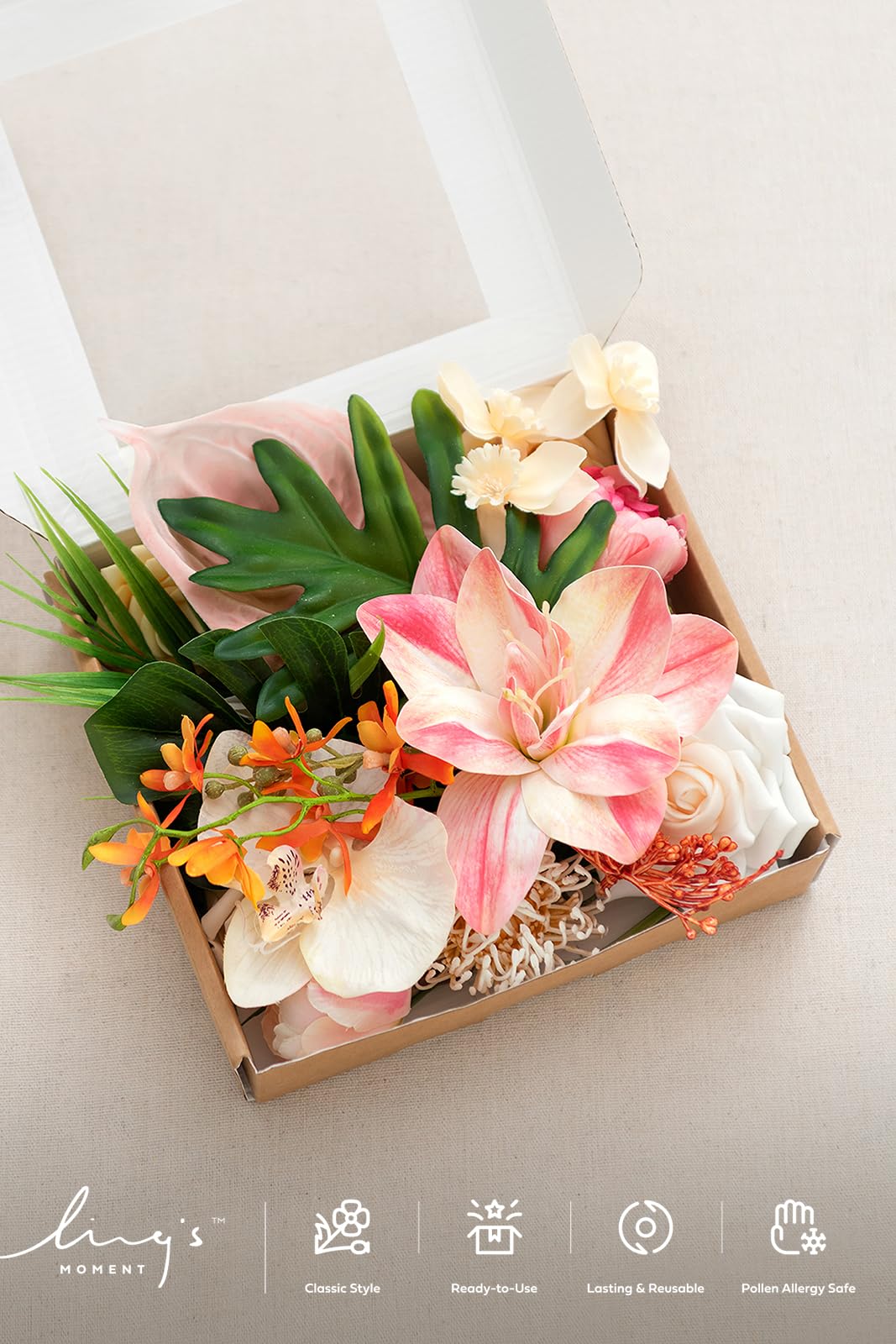 幸子No.T2620シルク×蓮花モチーフハンドメイドアオザイ5点セット Amazon.com: Ling's moment Fake Flowers Box, Faux Artificial